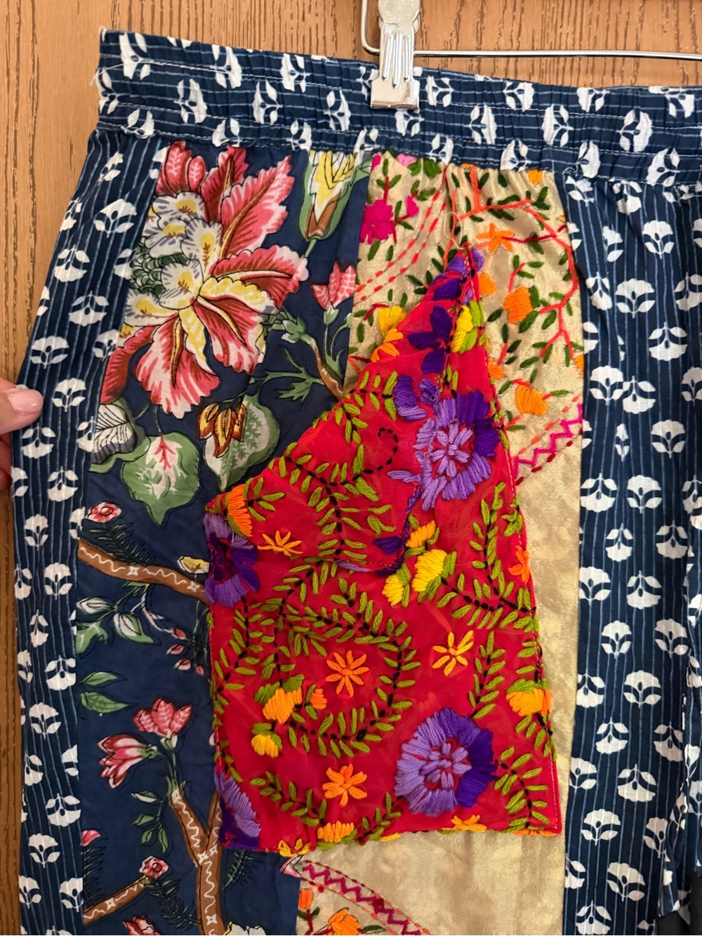 Kaantha Karma Boho Patchwork Phulkari Flare Pant - Multicolor Floral-XXL - Picture 2 of 14